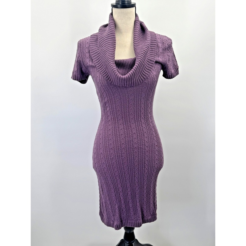 BCBGMaxazria Purple Cowl Neck Short Sleeve Knit Dress Small Fairy Whimsigoth
